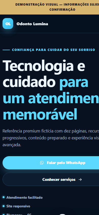 Preview real do site Prime da Novaen no celular